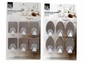 Pack 6, s/steel adhesive hooks - 2asstd*