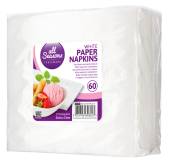 Pack 60, white 2ply napkins*
(33x33cm)
