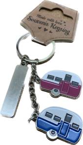 Metal caravan charms key ring.
