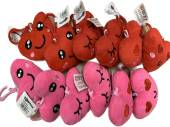 Plush heart with face key rings.