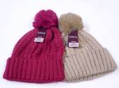 Ladies chunky knit hat with pom pom - 2/cols. Ladies chunky knit hat with pom pom - 2/cols.