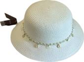 Ladies white cloche hat with beads* (S/M - M/L) Ladies white cloche hat with beads* (S/M - M/L)