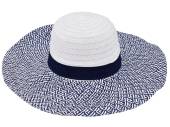 Ladies wide brim blue and white mosiac hat* (57cm) Ladies wide brim blue and white mosiac hat* (57cm)