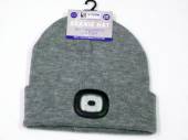Grey beanie hat with led light.