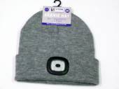 Grey beanie hat with led light. Grey beanie hat with led light.