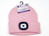 Pink beanie hat with led light.