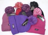 Ribbed knitted thermal lined bobble hat - 6/cols*