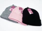 Plain knitted beanie hat - 3cols. (one size)