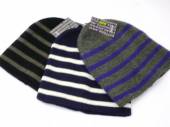 Mens striped knitted beanie hat.