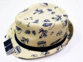 Printed straw hat with band.
(M-L/L-XL)