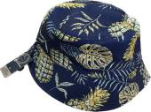 Reversible tropical/plain bucket hat.