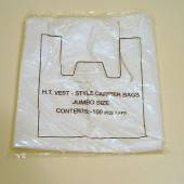  Strong white carrier bags, (14 micron), size 11"x17"x21",...