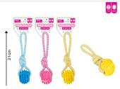 Puppy rubber ball rope toy - 3/cols* Puppy rubber ball rope toy - 3/cols*