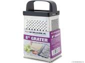 8" 4sided grater with plastic handle.