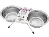 S/steel double pet bowls with stand*