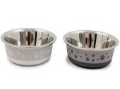 14cm s/steel paw print pet bowl - 2asstd. 14cm s/steel paw print pet bowl - 2asstd.