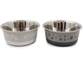 17cm s/steel paw print pet bowl - 2asstd. 17cm s/steel paw print pet bowl - 2asstd.