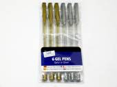 Pkt 6, gold and silver gel pens*