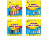 Pack 6, glitter or metallic fabric paints* Pack 6, glitter or metallic fabric paints*