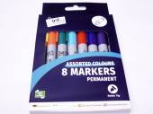 Pkt8 asstd coloured permanent markers.* Pkt8 asstd coloured permanent markers.*