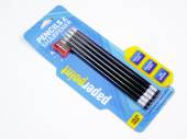 Pack 5 pencil/eraser and sharpener set.