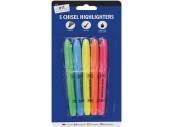 Pack 5, chisel highlighters.
