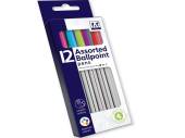 Pack 12, assorded coloured ballpoint pens*