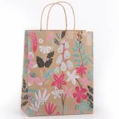 Eco Nature floral medium kraft bag (22x7x10cm)*