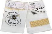 Pack 3, asstd bee design cotton tea towels. Pack 3, asstd bee design cotton tea towels.