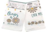 Pack 3, asstd oops a daisy cotton tea towels. Pack 3, asstd oops a daisy cotton tea towels.