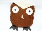 Dark brown knitted owl cushion - H30cm*