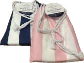  Quick dry striped beach towel in drawstring pouch (80x160cm) - 2/cols....