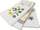 Pack 3, floral/bee cotton tea towels.