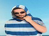 Ezi-Dri adult poncho/changing robe - BLUE STRIP  (one size)