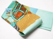 100% cotton crab/harbour design tea towel (69x46cm)