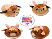 7" roly poly plush cow 2/cols.