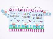 Wooden caravan hanging plaque - 3asstd* (5x10cm) Wooden caravan hanging plaque - 3asstd* (5x10cm)