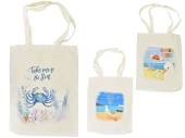 Printed canvas beach/shopping bag - 3asstd* Printed canvas beach/shopping bag - 3asstd*
