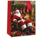 Pack 6, traditional Santa MEDIUM gift bags*  (23x18x10cm)
