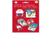 Pack 20, foiled gift tage with metallic cord.