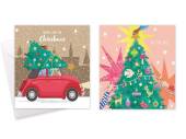 Box 10, square tree/car Christmas cards. Box 10, square tree/car Christmas cards.