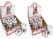 Christmas cat and dog scented candle in tin.