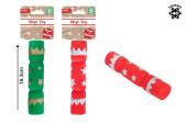 Squeaky vinyl Christmas cracker dog toy L16cm - 2/cols.