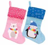 Childs Polar Bear/Penguin felt stocking L40cm. Childs Polar Bear/Penguin felt stocking L40cm.
