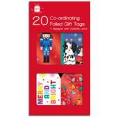 Pack 20, foiled gift tags with metallic cord, Pack 20, foiled gift tags with metallic cord,
