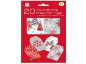 Pack 20, foiled gift tags with cord* Pack 20, foiled gift tags with cord*