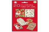 Pack 20, foiled gift tags with cord* Pack 20, foiled gift tags with cord*