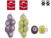 Pack 6, 4.5cm festive rubber balls - 2asstd. Pack 6, 4.5cm festive rubber balls - 2asstd.