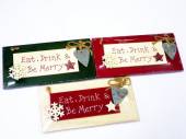 Wooden eat, drink & be merry plaque (20x10cm) (REDUCED)