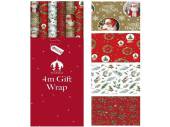 4m traditional Christmas gift wrap - 4asstd*